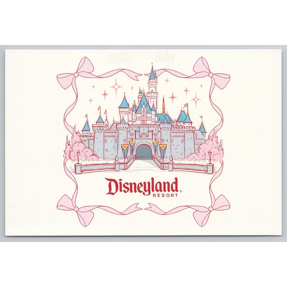 Disneyland‎ Sleeping Beauty Castle Bows Disney Parks Exclusive Art Postcard 4x6